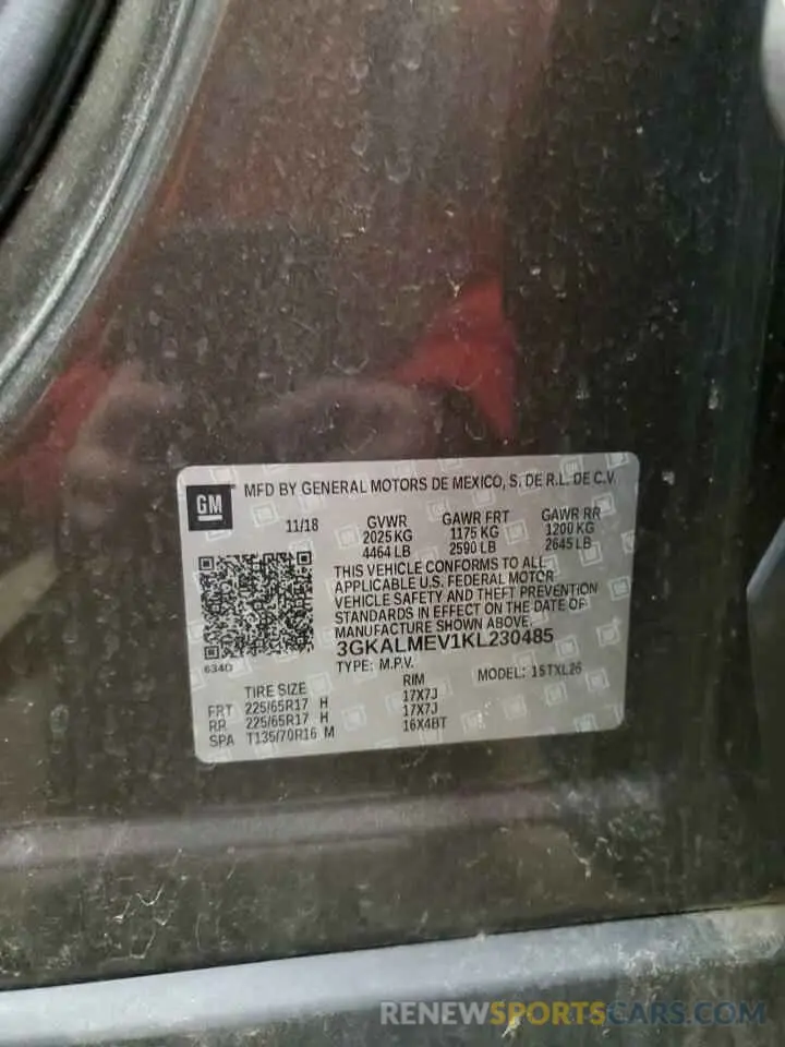14 fotografías del automóvil dañado 3GKALMEV1KL230485 GMC TERRAIN 2019
