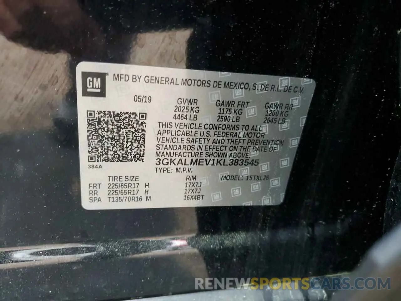 16 fotografías del automóvil dañado 3GKALMEV1KL383545 GMC TERRAIN 2019