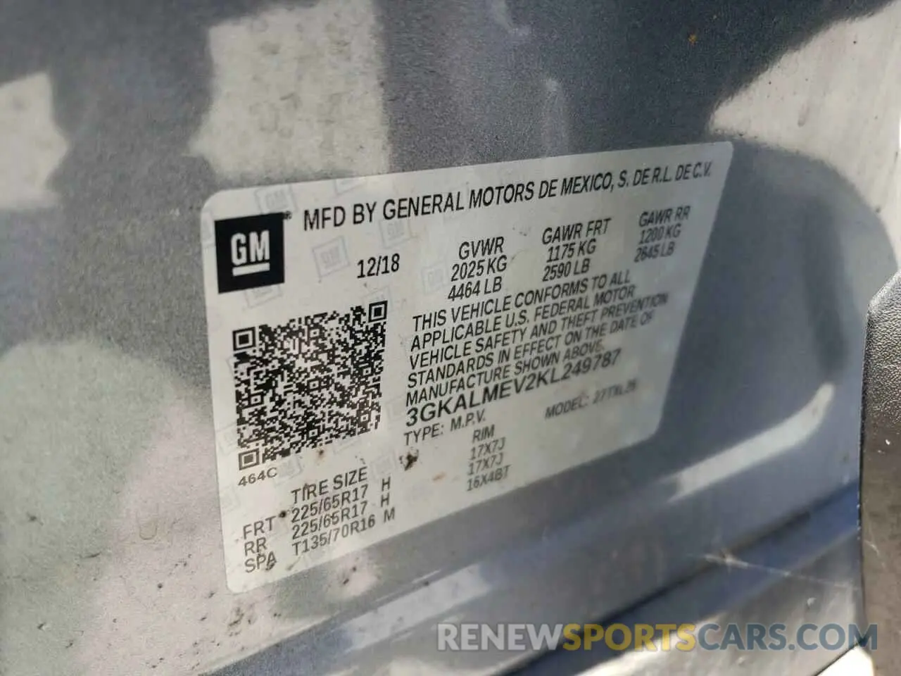 15 fotografías del automóvil dañado 3GKALMEV2KL249787 GMC TERRAIN 2019
