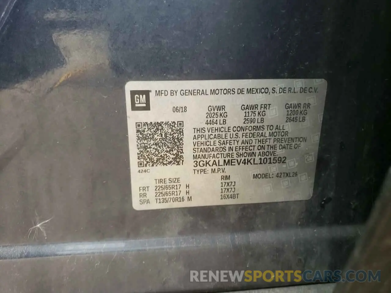 13 fotografías del automóvil dañado 3GKALMEV4KL101592 GMC TERRAIN 2019