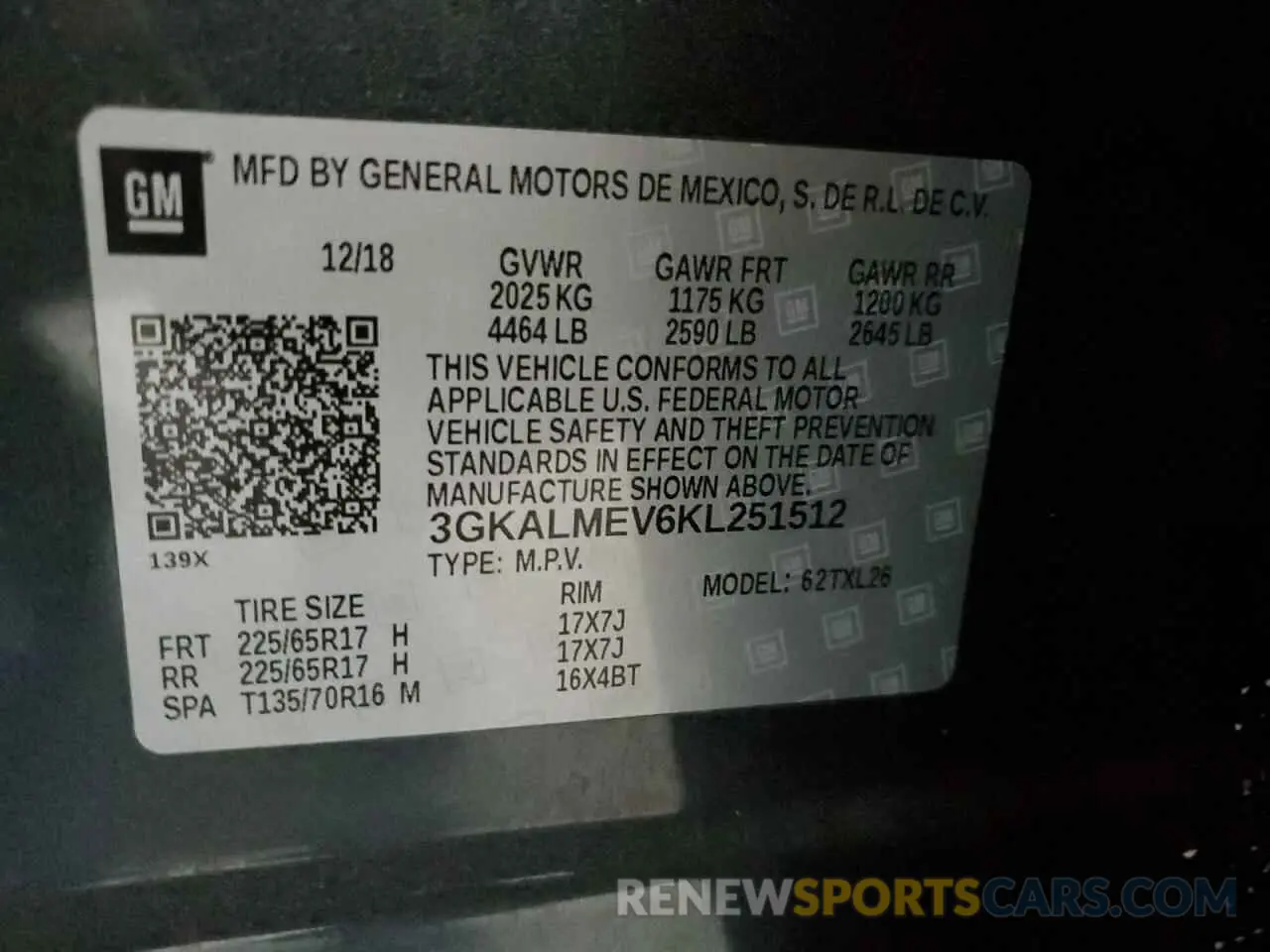 16 fotografías del automóvil dañado 3GKALMEV6KL251512 GMC TERRAIN 2019