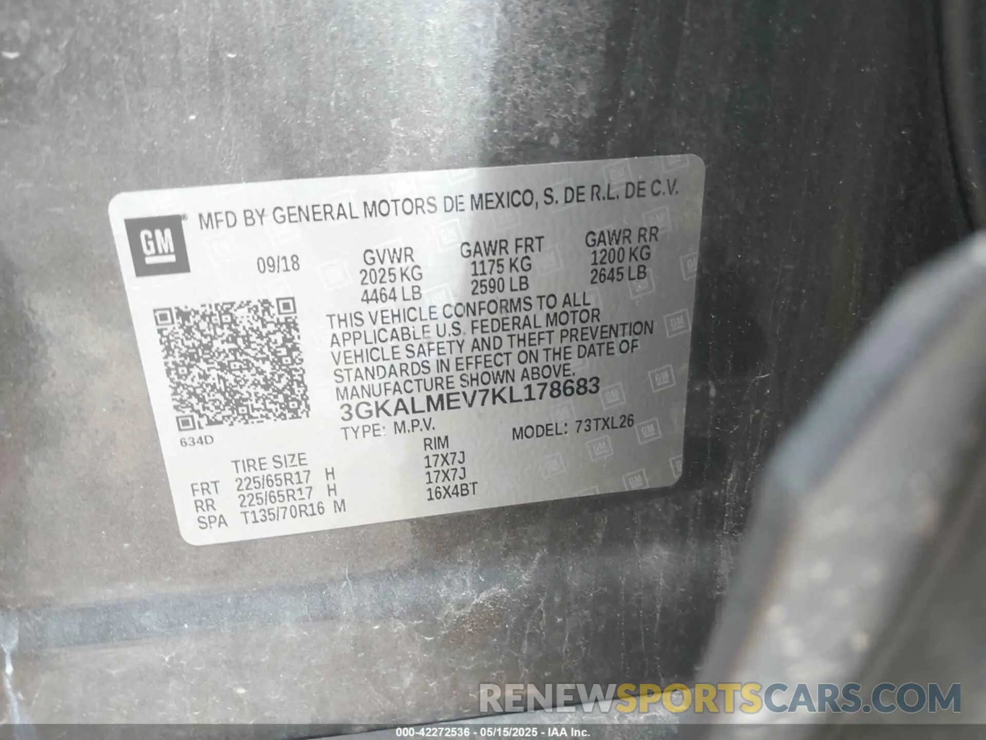 9 fotografías del automóvil dañado 3GKALMEV7KL178683 GMC TERRAIN 2019