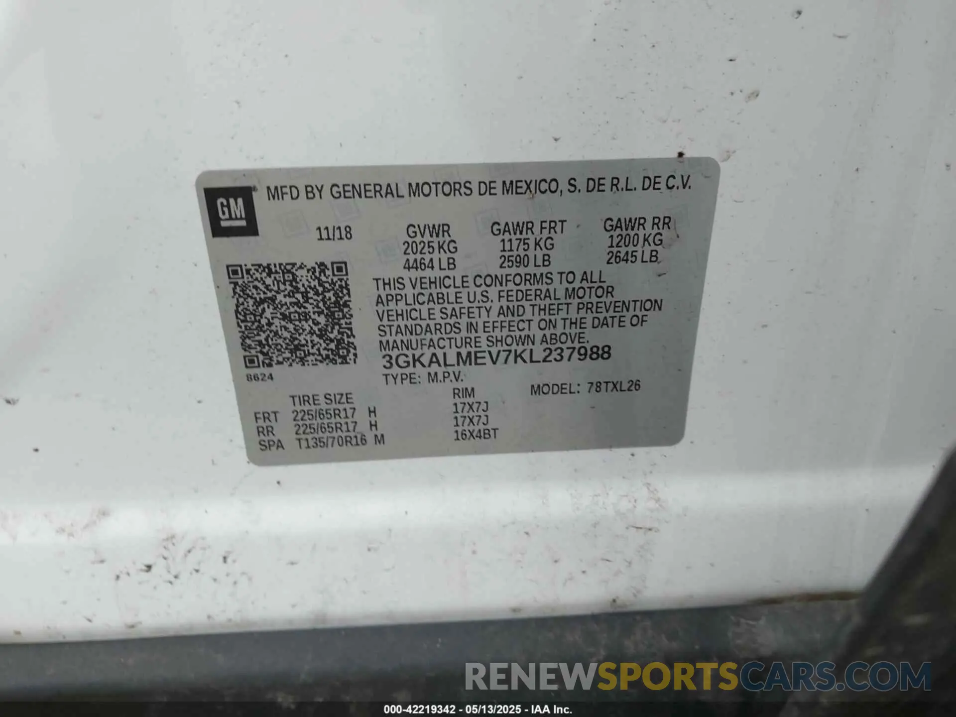 9 fotografías del automóvil dañado 3GKALMEV7KL237988 GMC TERRAIN 2019