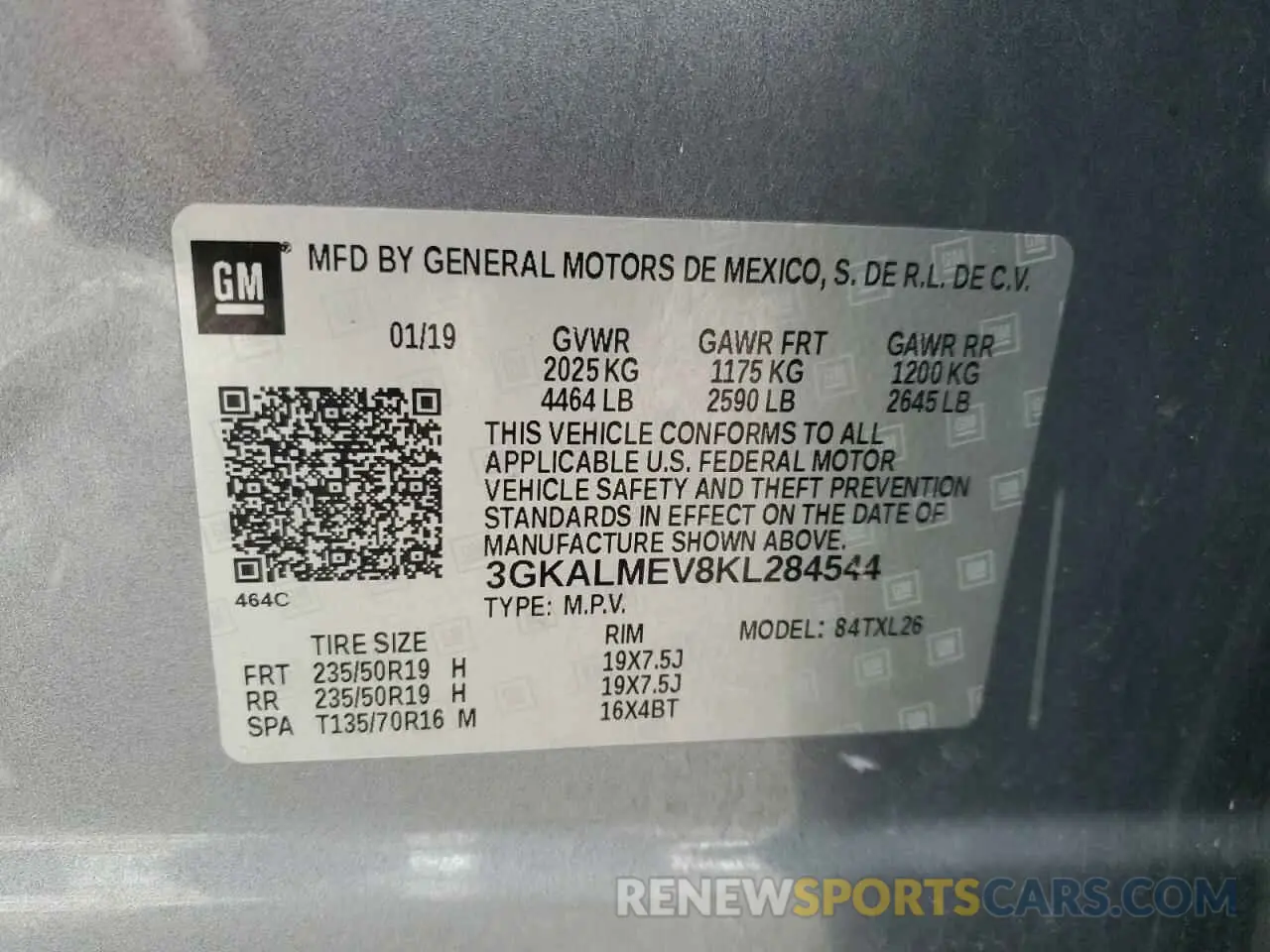 13 fotografías del automóvil dañado 3GKALMEV8KL284544 GMC TERRAIN 2019