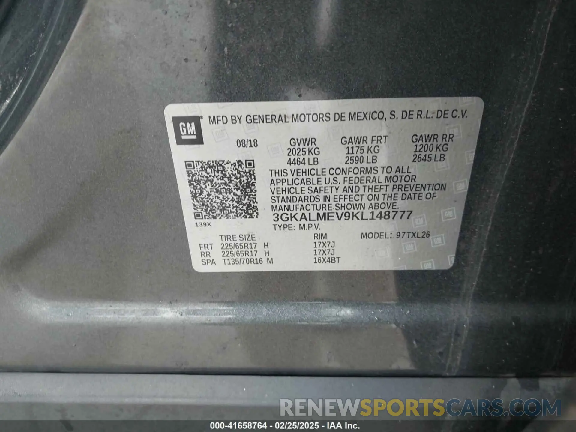 9 fotografías del automóvil dañado 3GKALMEV9KL148777 GMC TERRAIN 2019