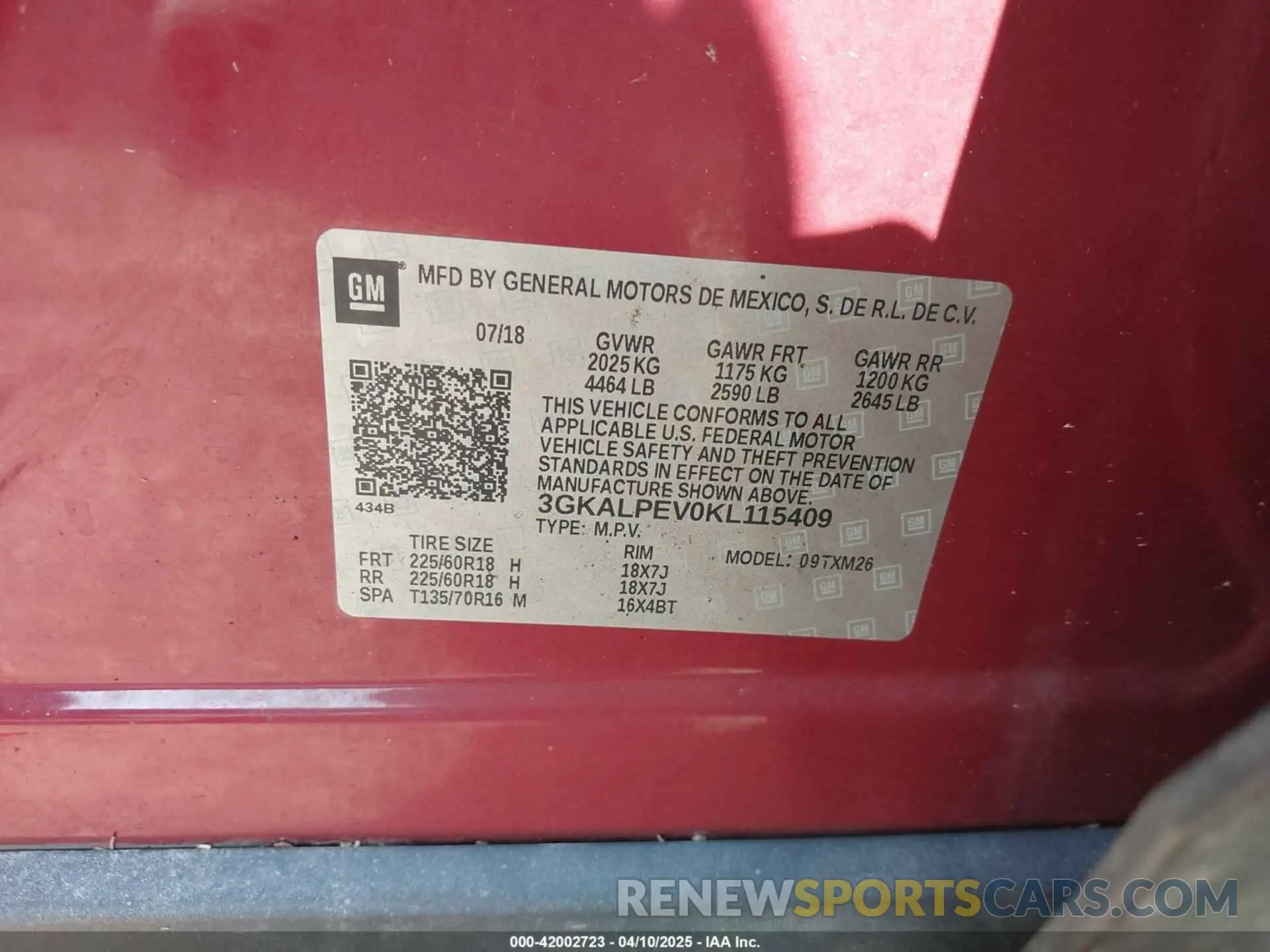 9 fotografías del automóvil dañado 3GKALPEV0KL115409 GMC TERRAIN 2019