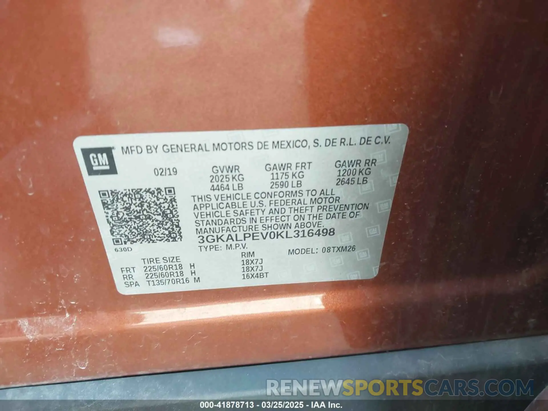 9 fotografías del automóvil dañado 3GKALPEV0KL316498 GMC TERRAIN 2019