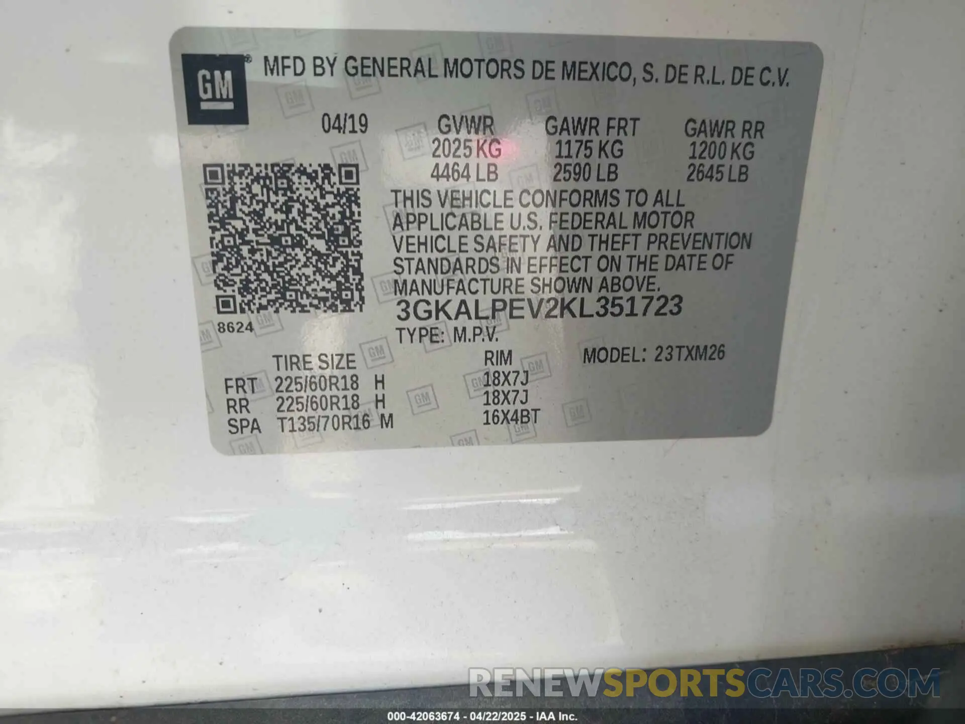 9 fotografías del automóvil dañado 3GKALPEV2KL351723 GMC TERRAIN 2019