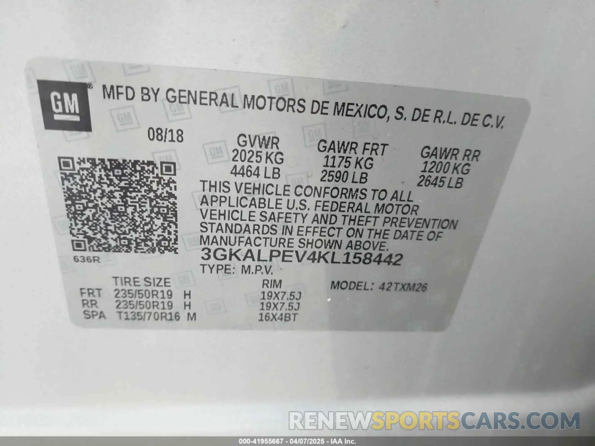 9 fotografías del automóvil dañado 3GKALPEV4KL158442 GMC TERRAIN 2019