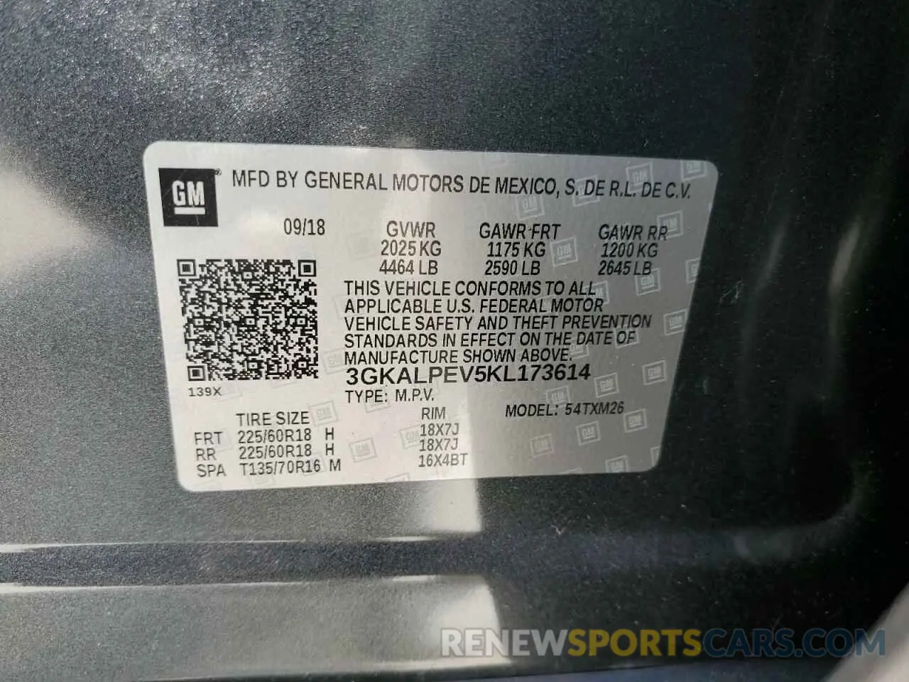 13 fotografías del automóvil dañado 3GKALPEV5KL173614 GMC TERRAIN 2019