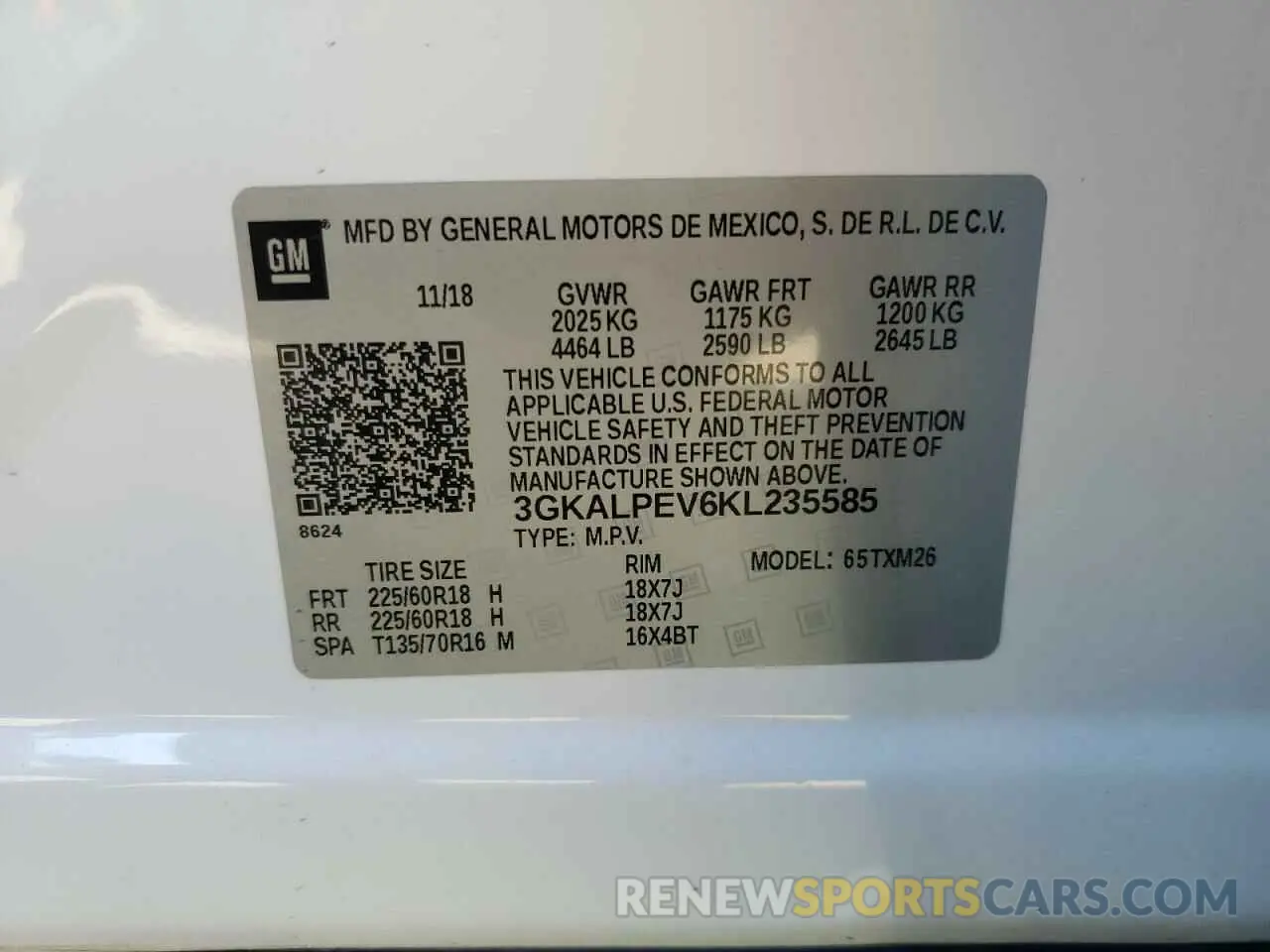 14 fotografías del automóvil dañado 3GKALPEV6KL235585 GMC TERRAIN 2019