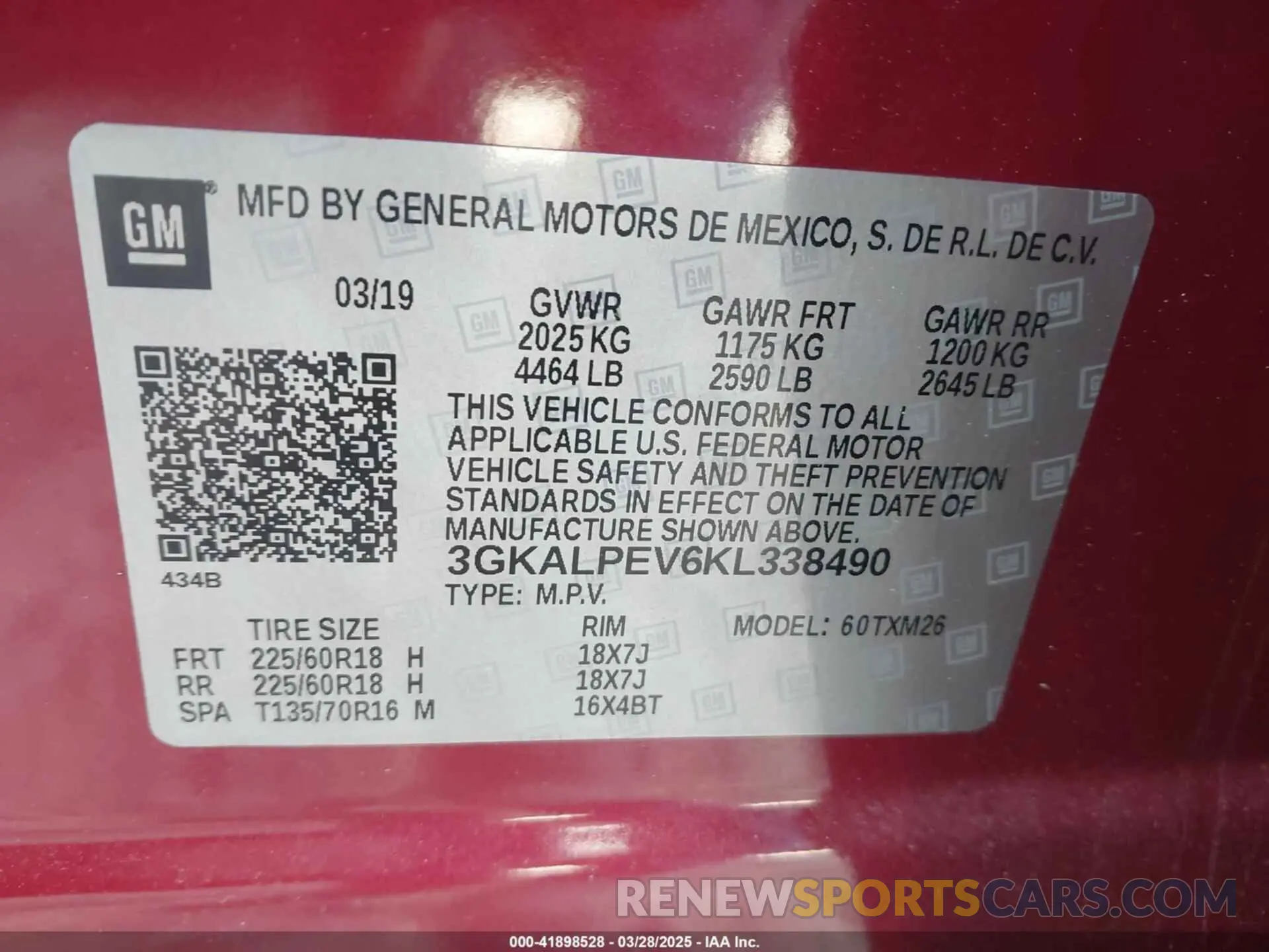 9 fotografías del automóvil dañado 3GKALPEV6KL338490 GMC TERRAIN 2019