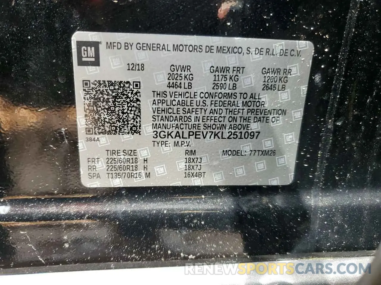 15 fotografías del automóvil dañado 3GKALPEV7KL251097 GMC TERRAIN 2019