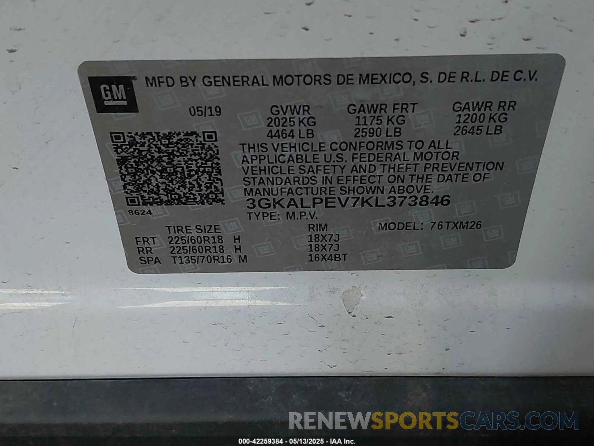 9 fotografías del automóvil dañado 3GKALPEV7KL373846 GMC TERRAIN 2019