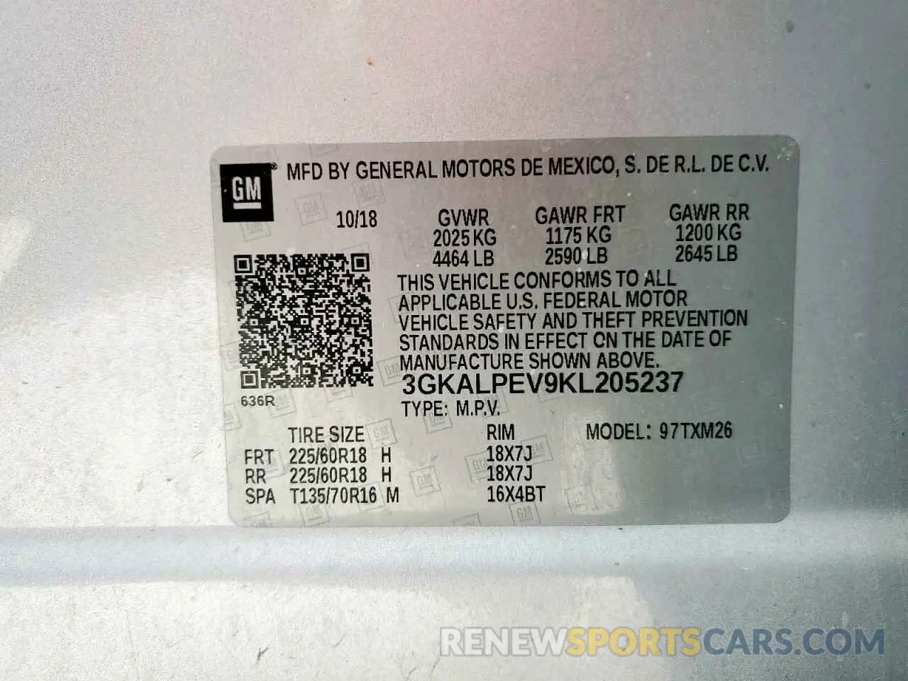 13 fotografías del automóvil dañado 3GKALPEV9KL205237 GMC TERRAIN 2019