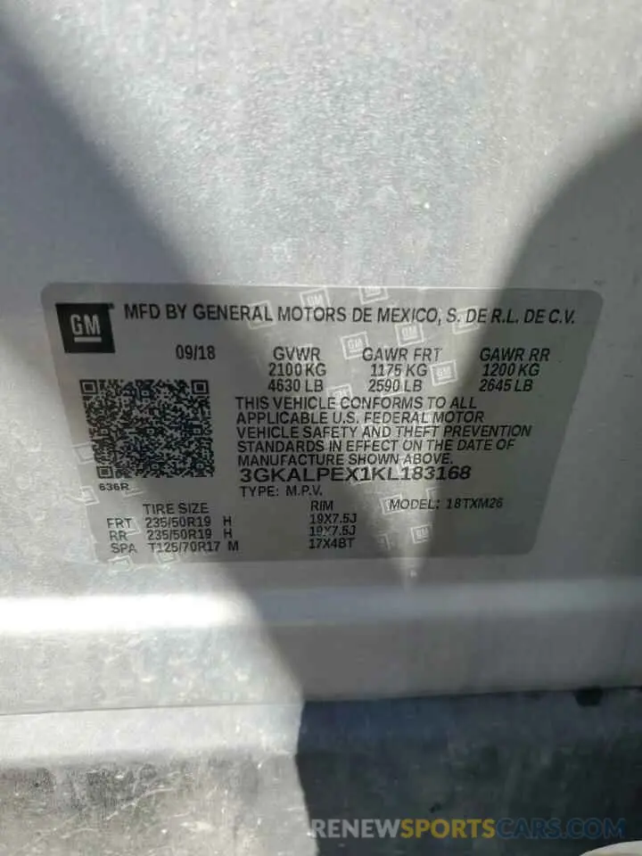 13 fotografías del automóvil dañado 3GKALPEX1KL183168 GMC TERRAIN 2019