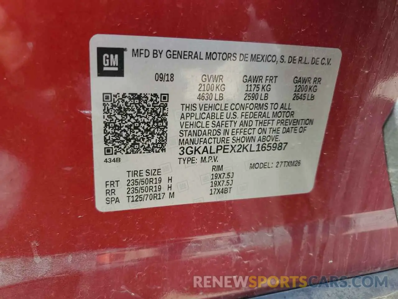 13 fotografías del automóvil dañado 3GKALPEX2KL165987 GMC TERRAIN 2019