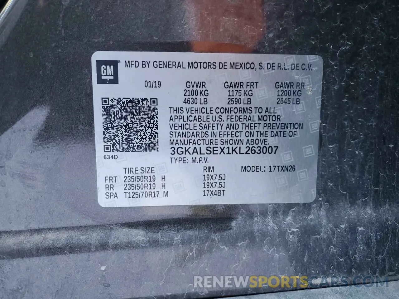 13 fotografías del automóvil dañado 3GKALSEX1KL263007 GMC TERRAIN 2019
