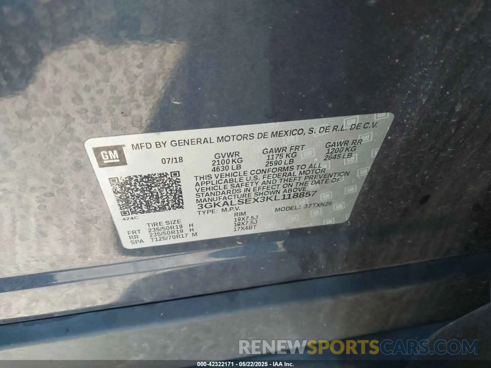 9 fotografías del automóvil dañado 3GKALSEX3KL118857 GMC TERRAIN 2019