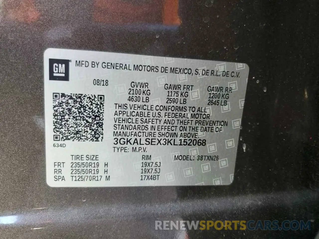 14 fotografías del automóvil dañado 3GKALSEX3KL152068 GMC TERRAIN 2019