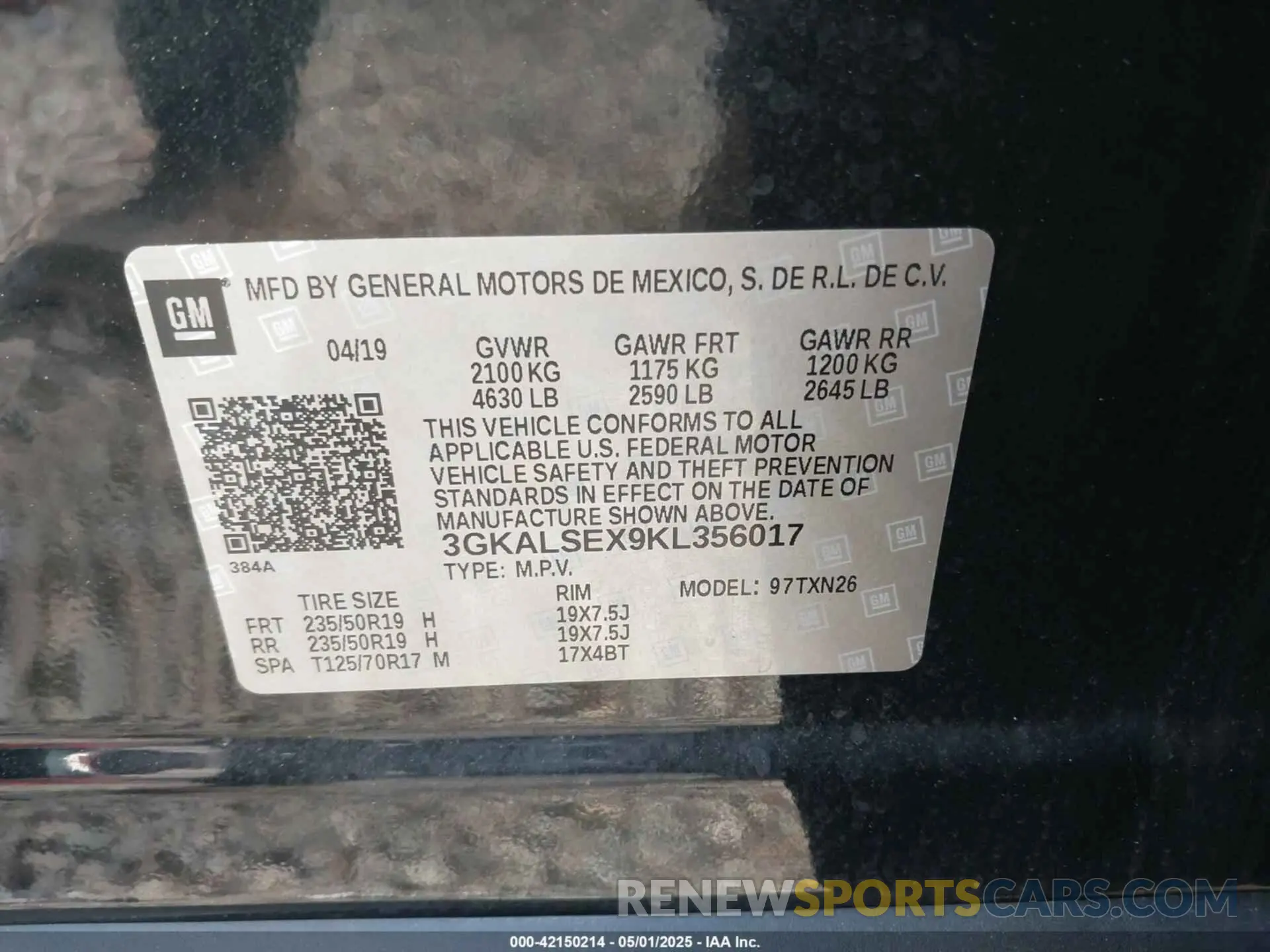 9 fotografías del automóvil dañado 3GKALSEX9KL356017 GMC TERRAIN 2019