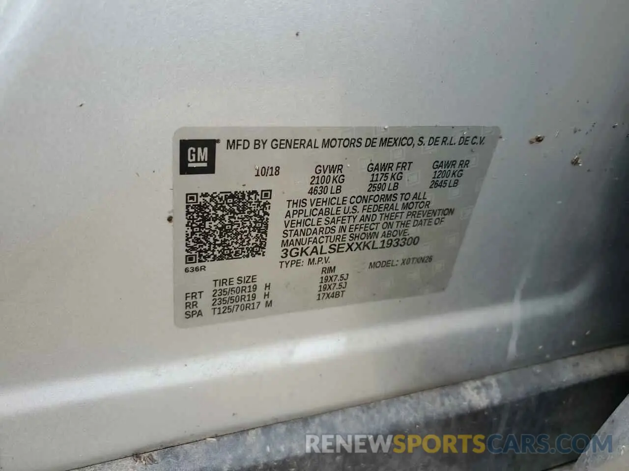 15 fotografías del automóvil dañado 3GKALSEXXKL193300 GMC TERRAIN 2019