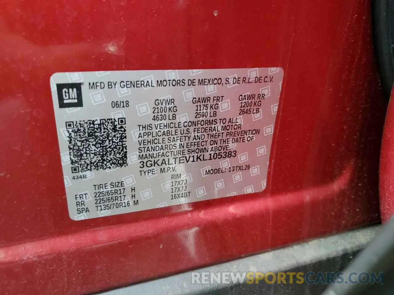 13 fotografías del automóvil dañado 3GKALTEV1KL105383 GMC TERRAIN 2019