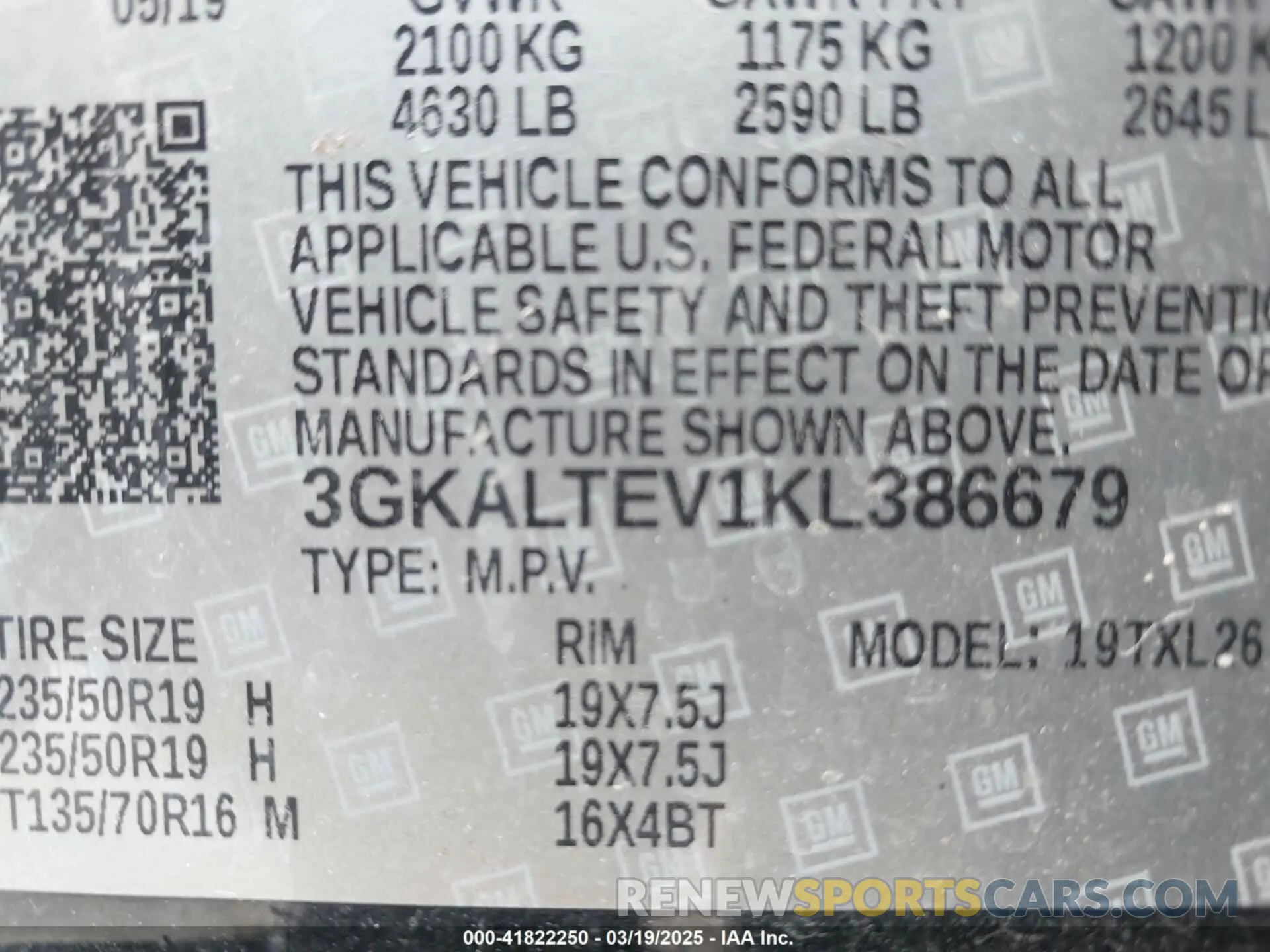 9 fotografías del automóvil dañado 3GKALTEV1KL386679 GMC TERRAIN 2019