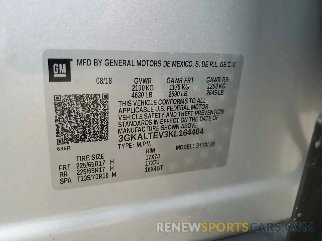 13 fotografías del automóvil dañado 3GKALTEV3KL164404 GMC TERRAIN 2019