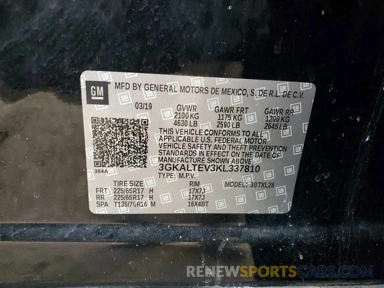 15 fotografías del automóvil dañado 3GKALTEV3KL337810 GMC TERRAIN 2019