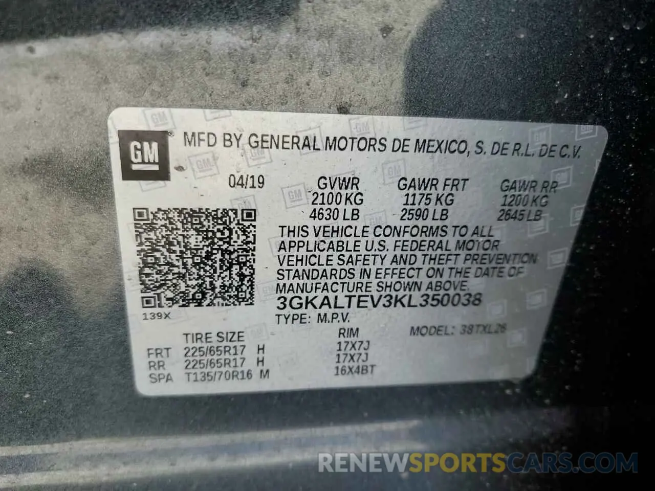 13 fotografías del automóvil dañado 3GKALTEV3KL350038 GMC TERRAIN 2019