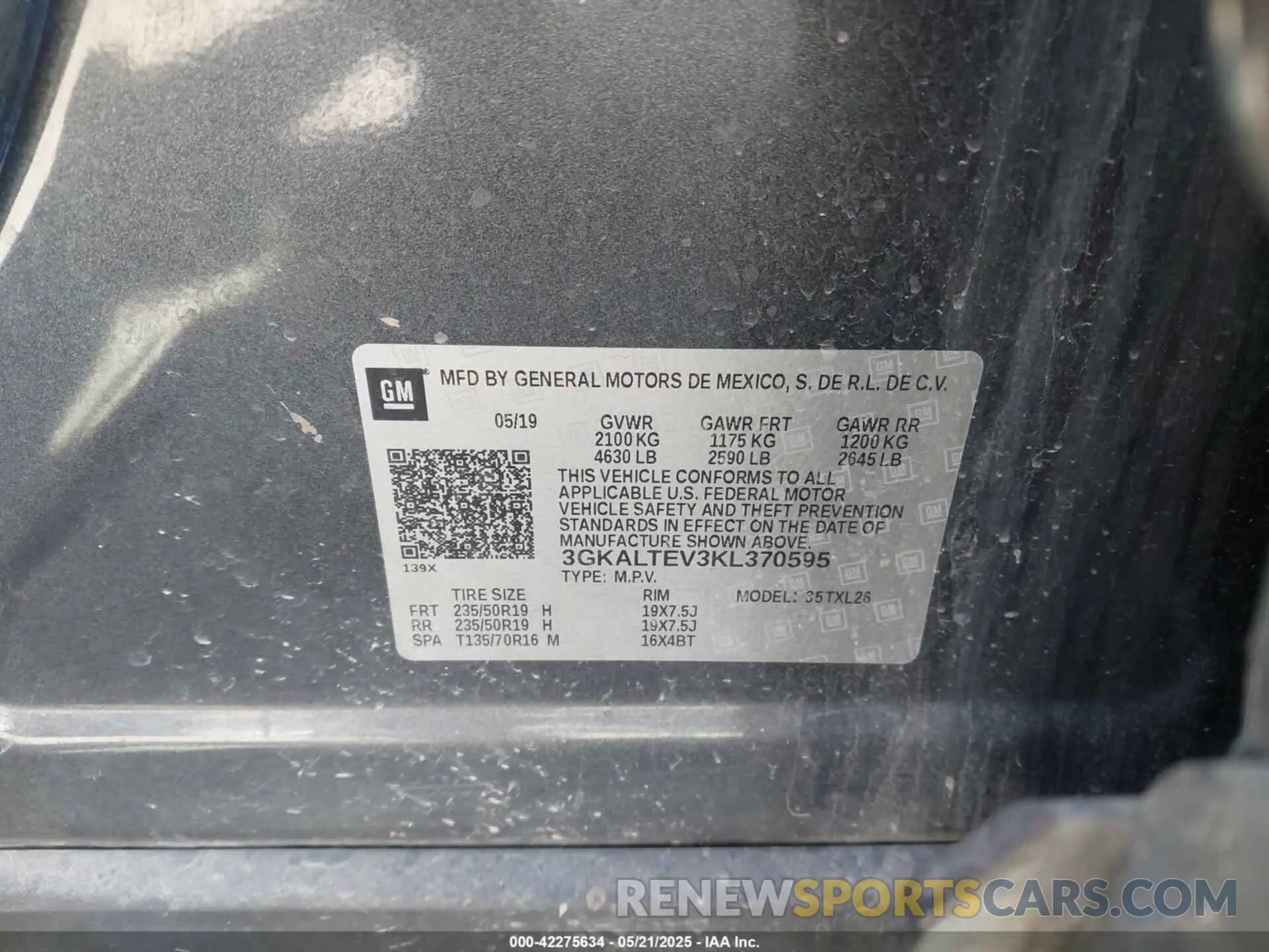 9 fotografías del automóvil dañado 3GKALTEV3KL370595 GMC TERRAIN 2019