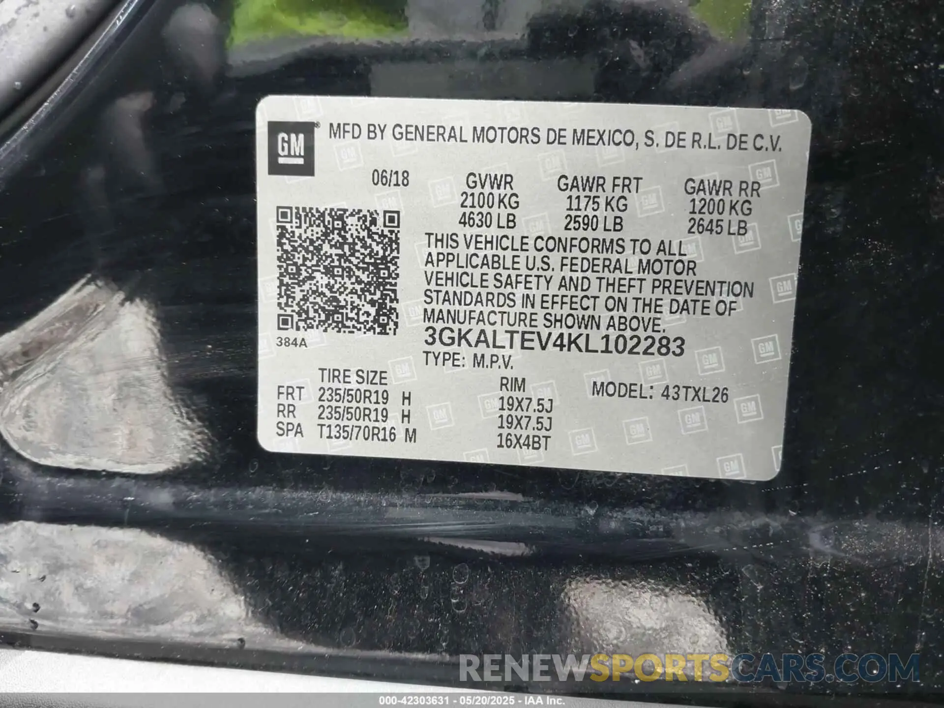 9 fotografías del automóvil dañado 3GKALTEV4KL102283 GMC TERRAIN 2019