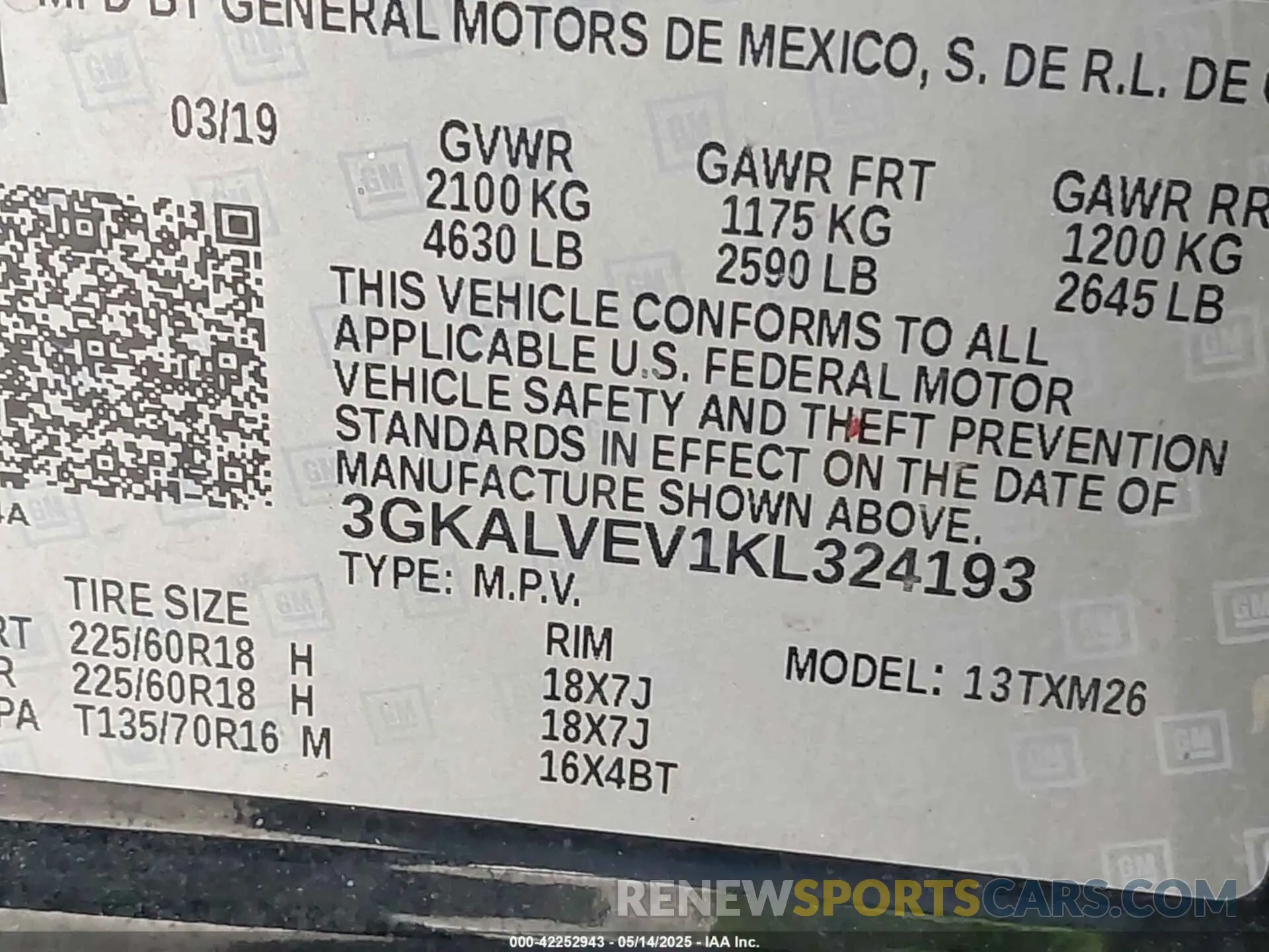 9 fotografías del automóvil dañado 3GKALVEV1KL324193 GMC TERRAIN 2019