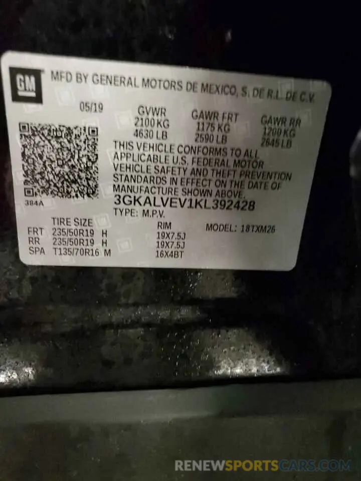 13 fotografías del automóvil dañado 3GKALVEV1KL392428 GMC TERRAIN 2019