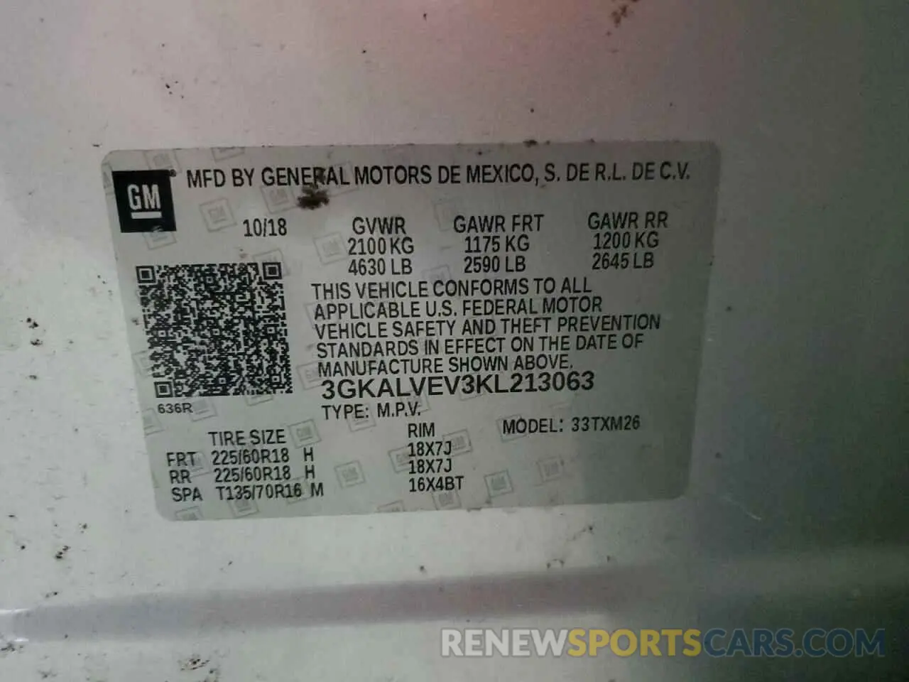 13 fotografías del automóvil dañado 3GKALVEV3KL213063 GMC TERRAIN 2019