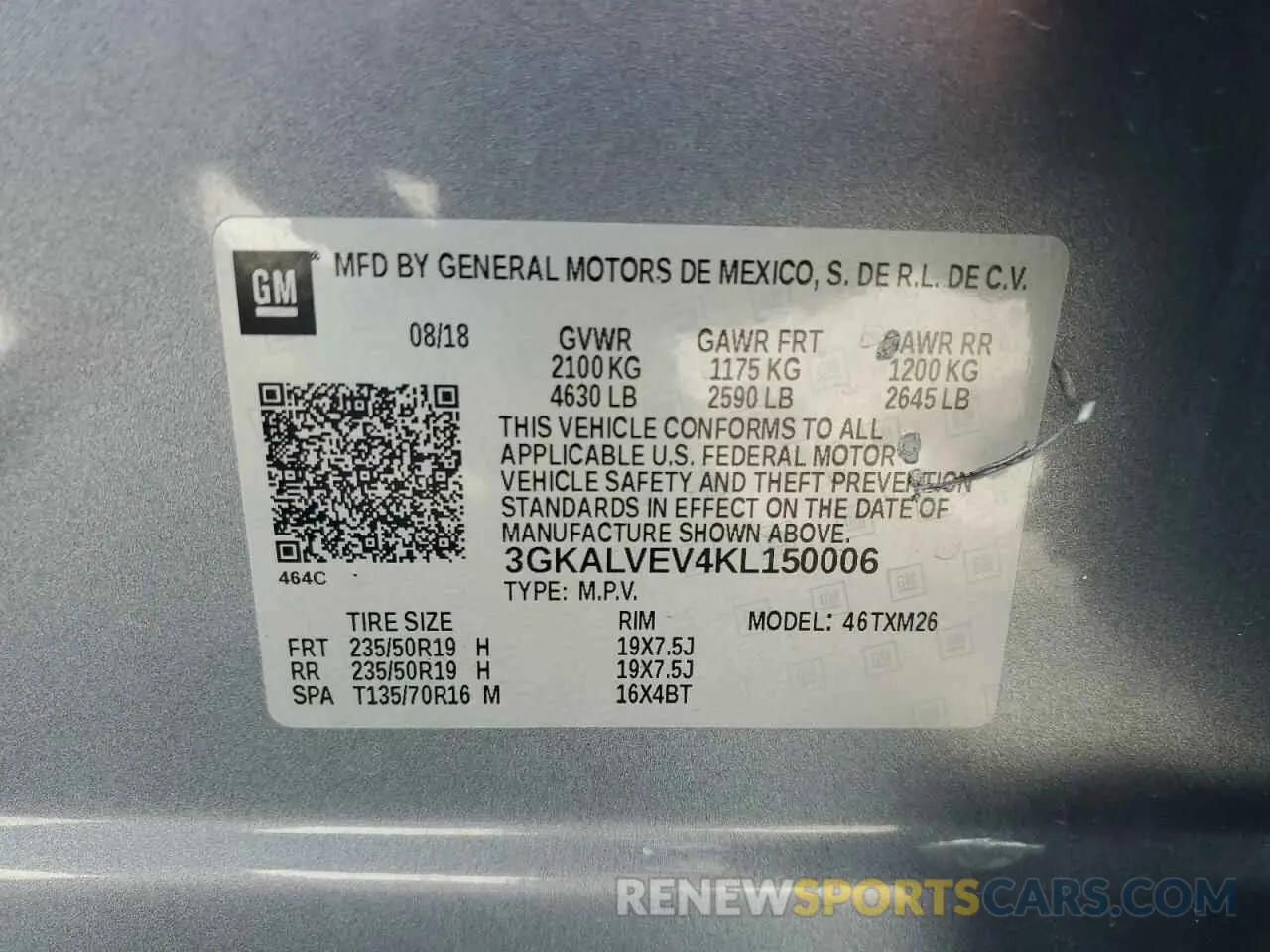 14 fotografías del automóvil dañado 3GKALVEV4KL150006 GMC TERRAIN 2019