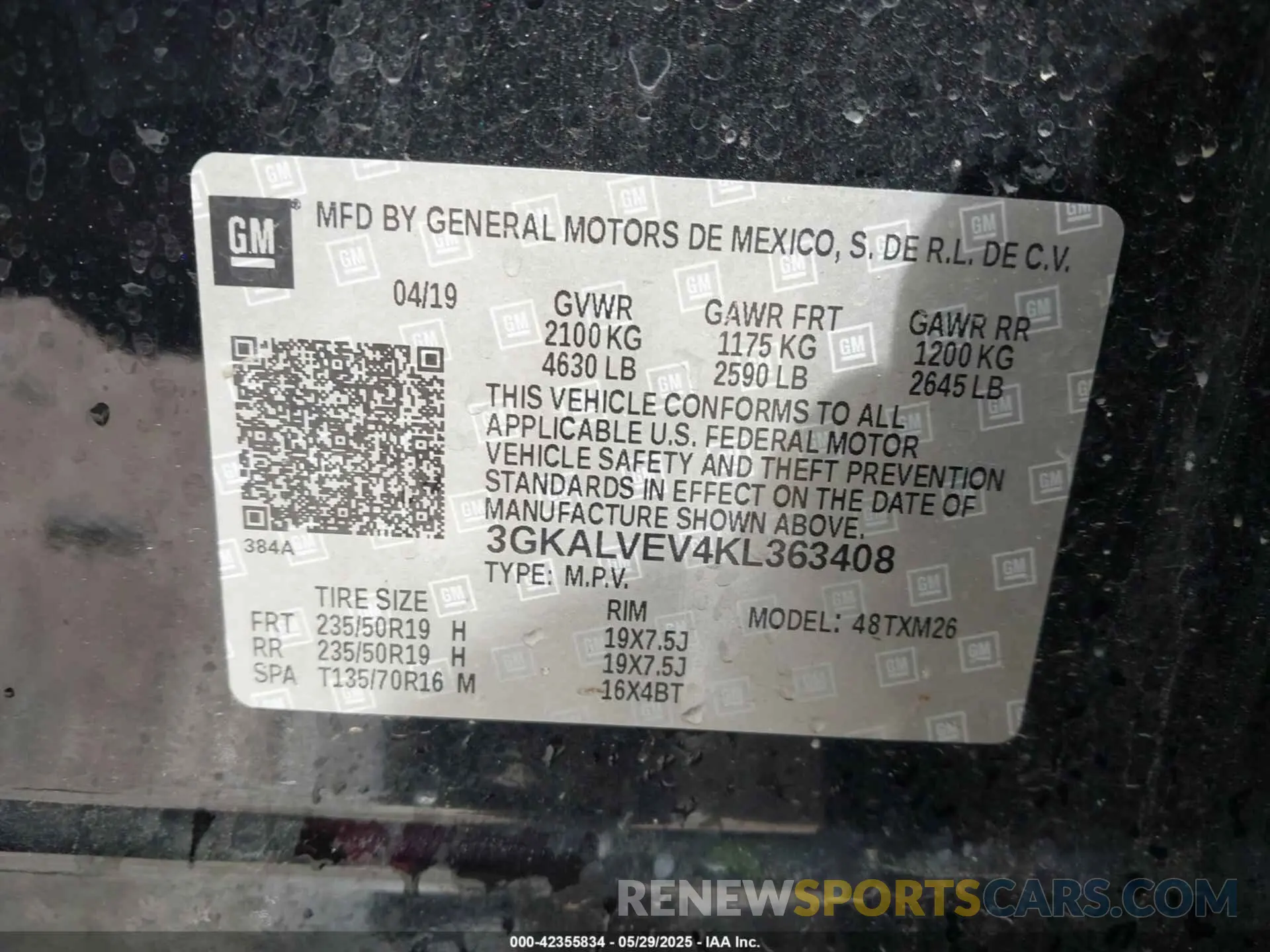 9 fotografías del automóvil dañado 3GKALVEV4KL363408 GMC TERRAIN 2019