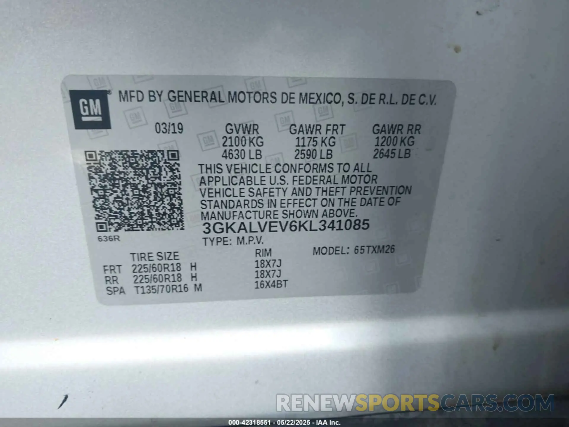 9 fotografías del automóvil dañado 3GKALVEV6KL341085 GMC TERRAIN 2019
