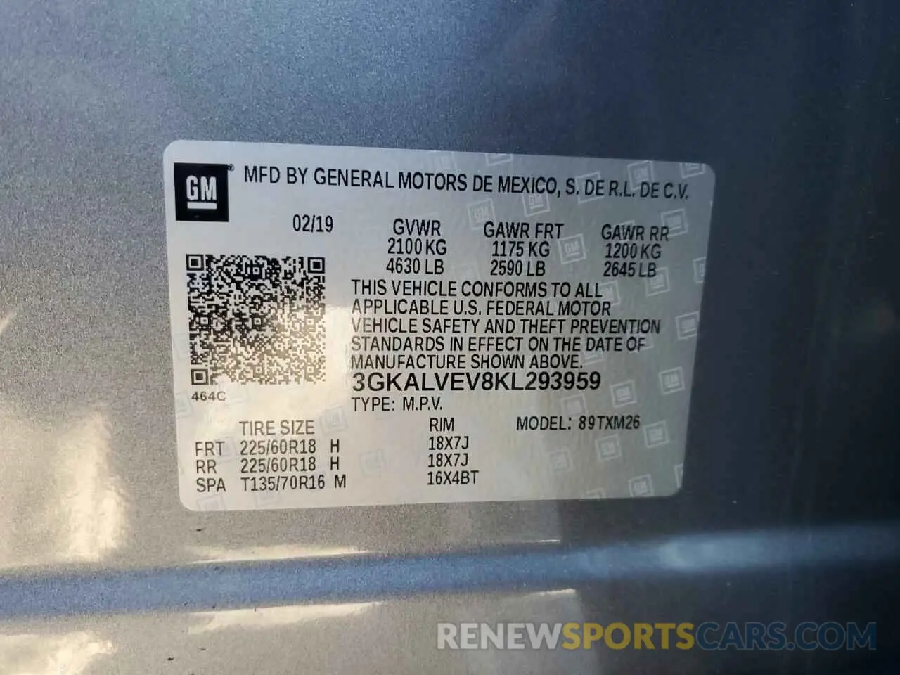 12 fotografías del automóvil dañado 3GKALVEV8KL293959 GMC TERRAIN 2019