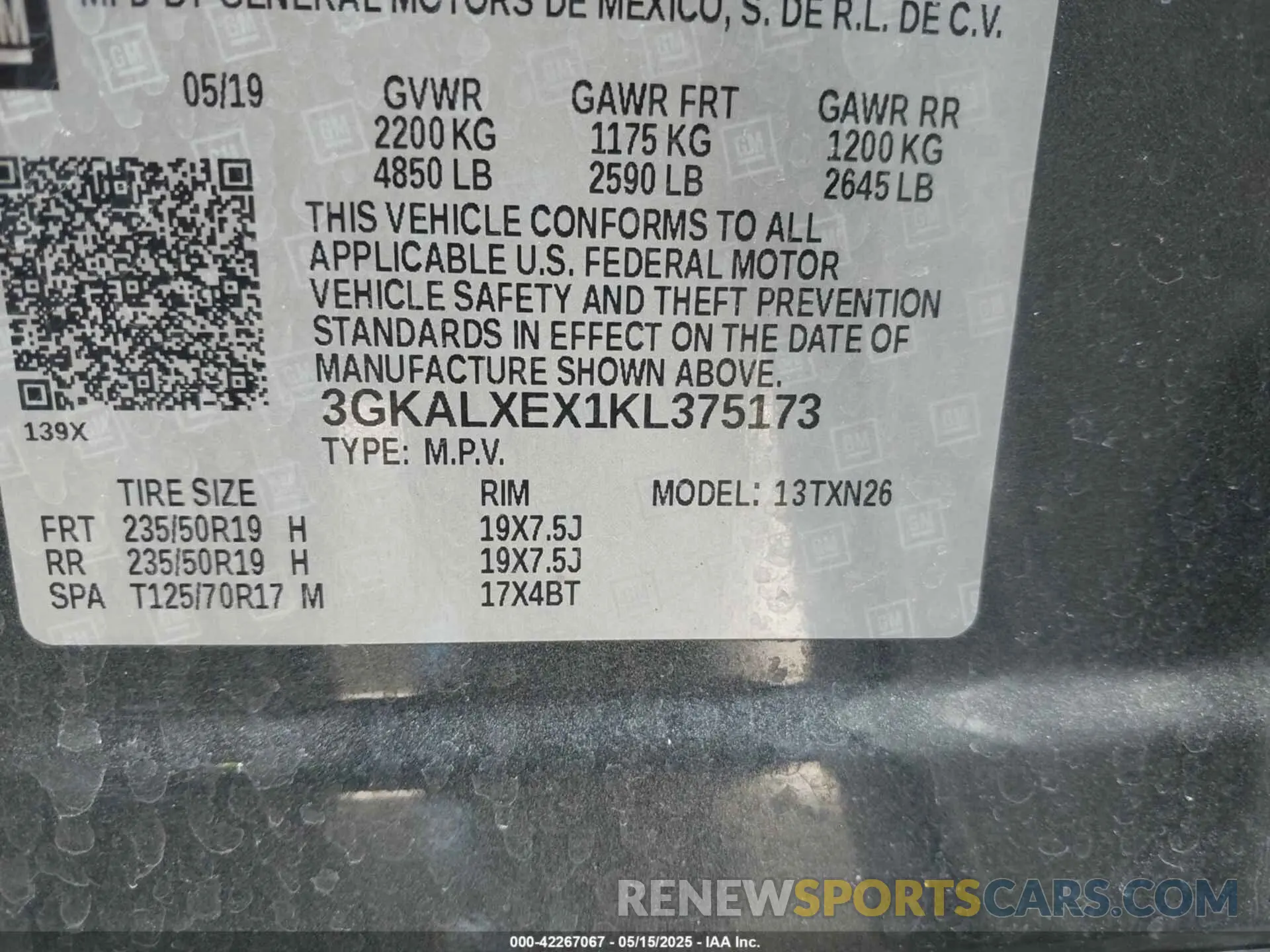 9 fotografías del automóvil dañado 3GKALXEX1KL375173 GMC TERRAIN 2019