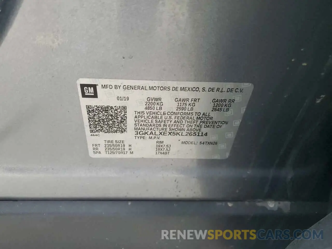 15 fotografías del automóvil dañado 3GKALXEX5KL265114 GMC TERRAIN 2019