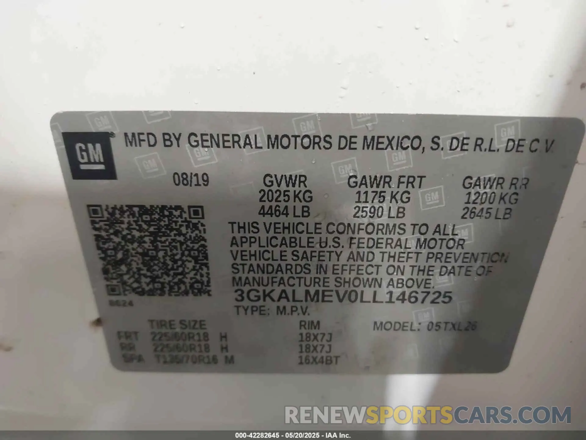 9 fotografías del automóvil dañado 3GKALMEV0LL146725 GMC TERRAIN 2020