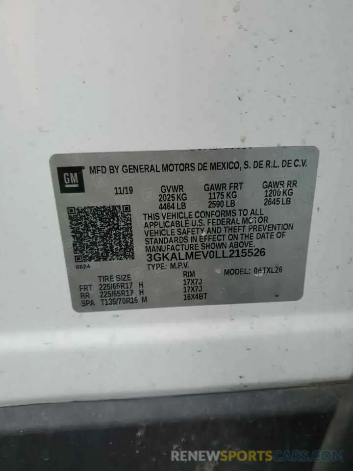 13 fotografías del automóvil dañado 3GKALMEV0LL215526 GMC TERRAIN 2020