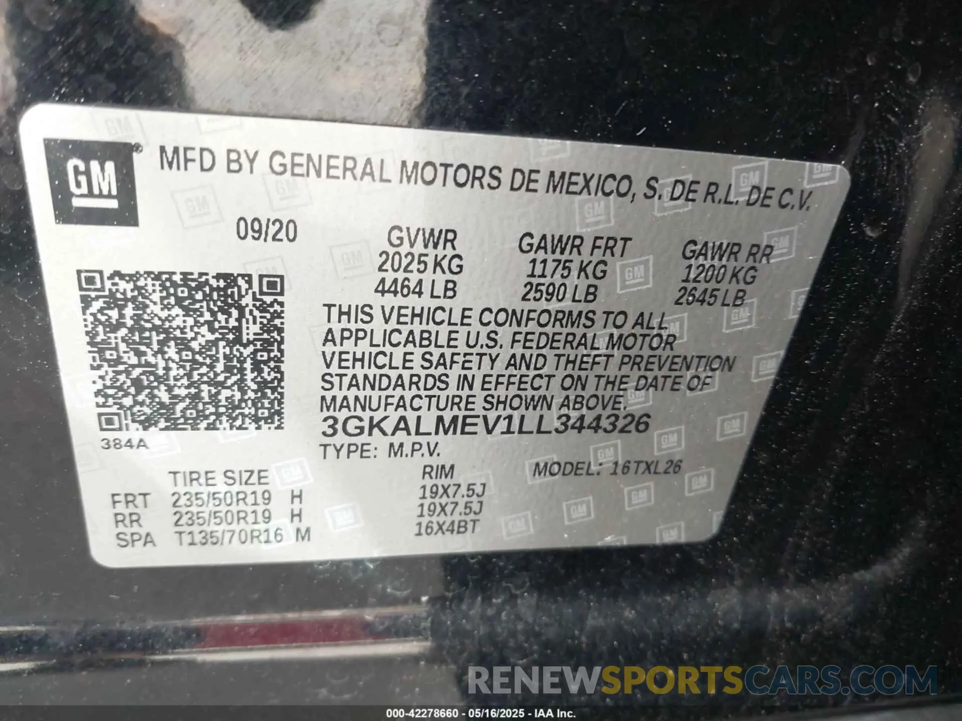 9 fotografías del automóvil dañado 3GKALMEV1LL344326 GMC TERRAIN 2020