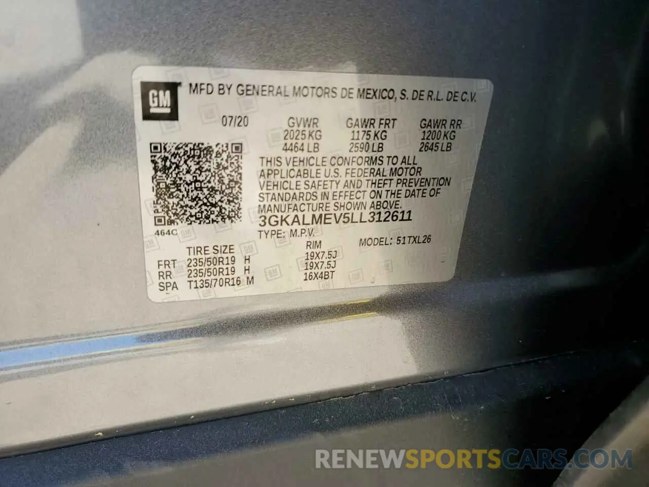 14 fotografías del automóvil dañado 3GKALMEV5LL312611 GMC TERRAIN 2020
