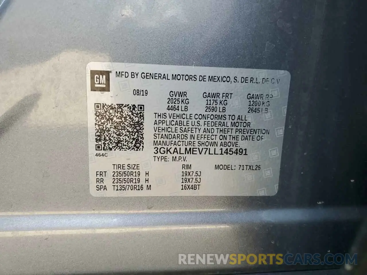 13 fotografías del automóvil dañado 3GKALMEV7LL145491 GMC TERRAIN 2020