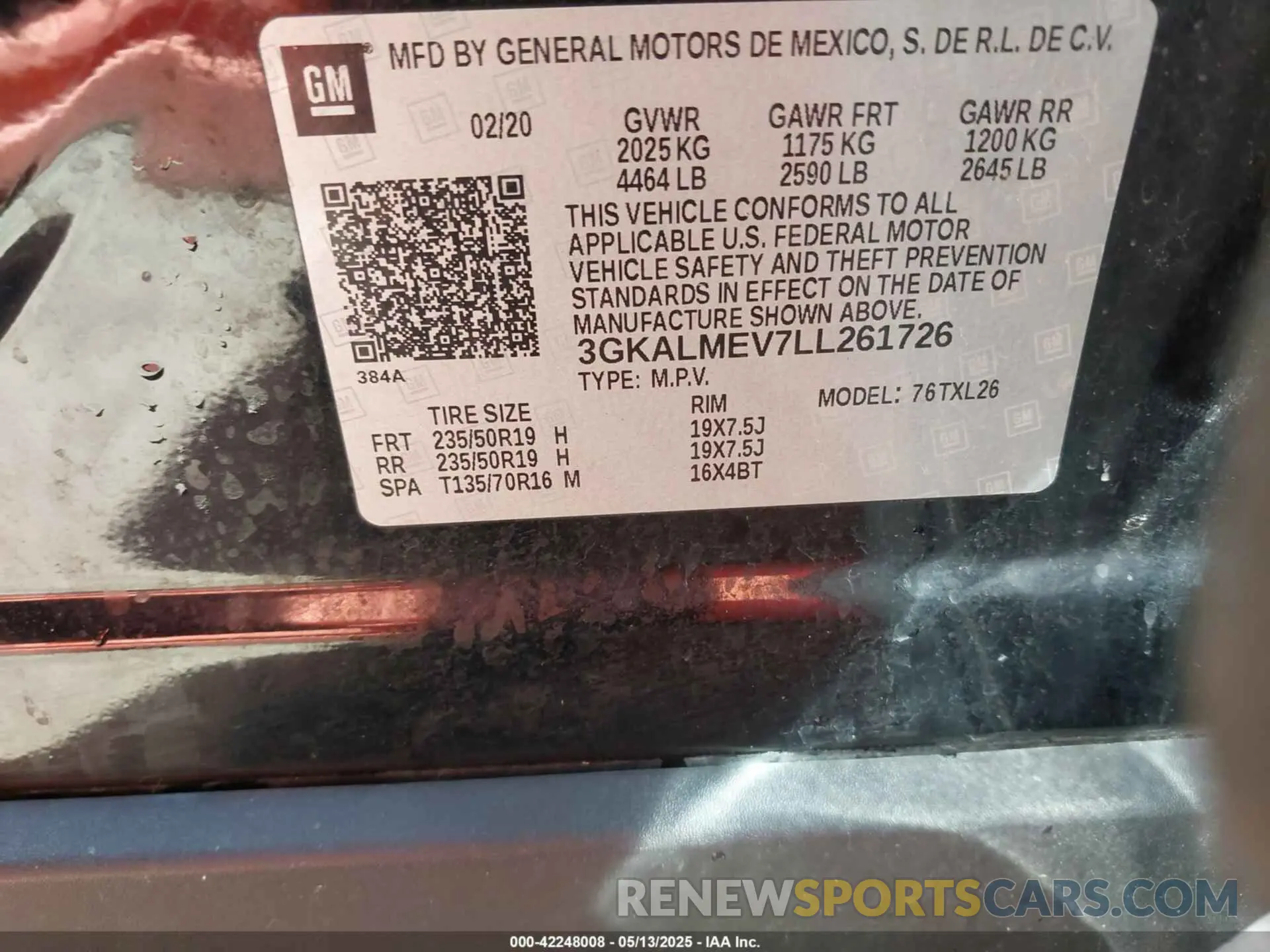 9 fotografías del automóvil dañado 3GKALMEV7LL261726 GMC TERRAIN 2020