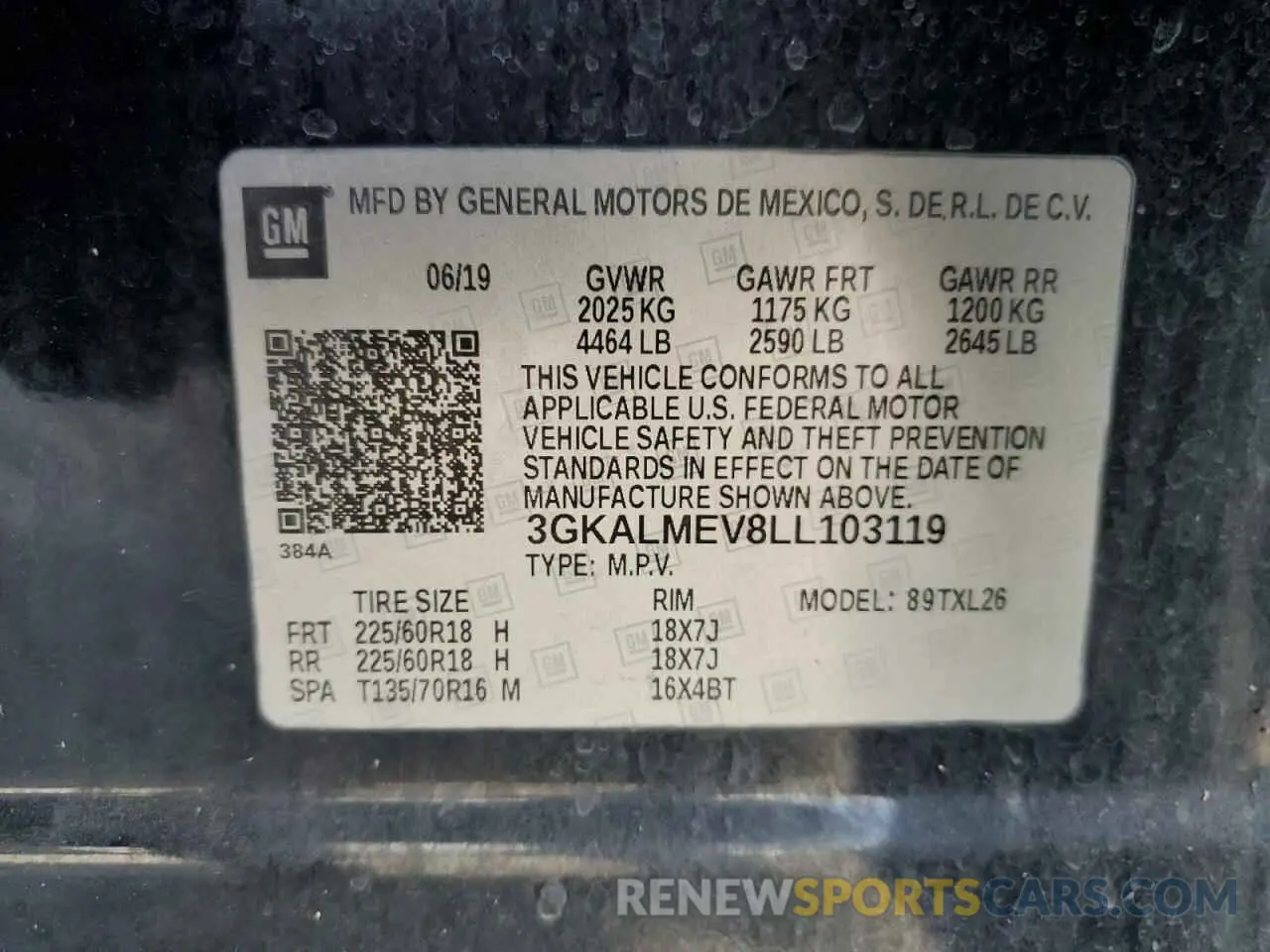 13 fotografías del automóvil dañado 3GKALMEV8LL103119 GMC TERRAIN 2020
