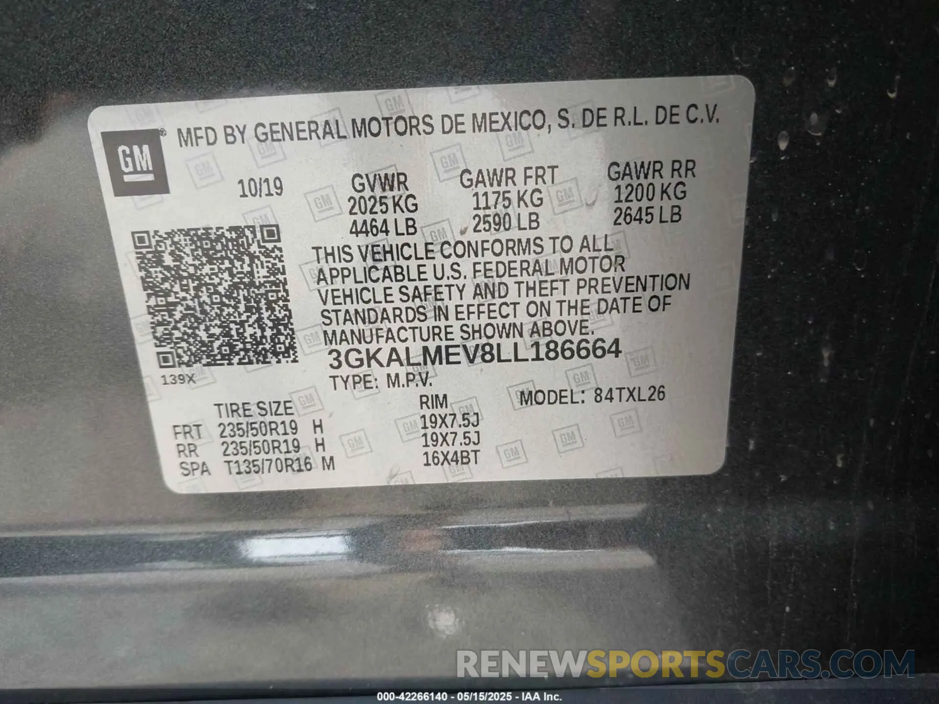9 fotografías del automóvil dañado 3GKALMEV8LL186664 GMC TERRAIN 2020